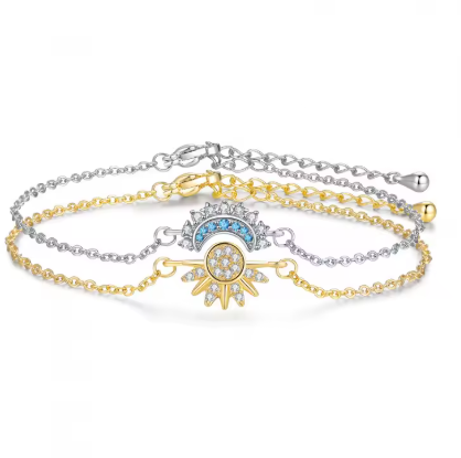 Selvaris™ Celestial Sun & Moon Bracelet Set