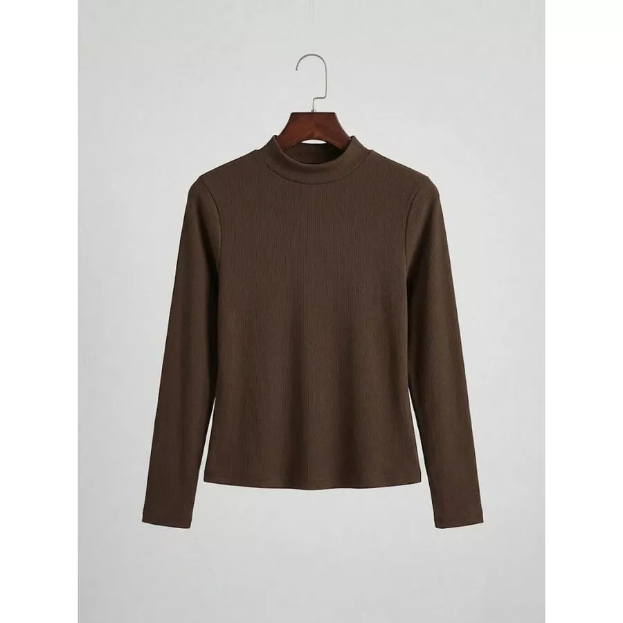 Jersey de cuello alto selvaris liso con relieve para mujer