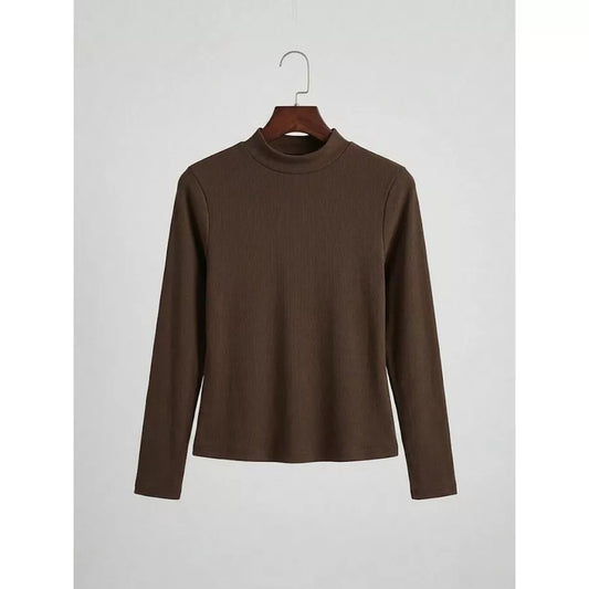 Jersey de cuello alto selvaris liso con relieve para mujer